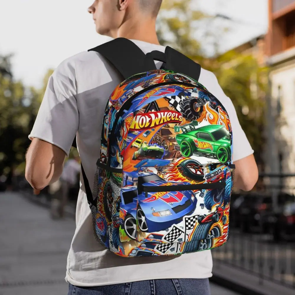 Hot Wheels Race Student Backpack School Bag Hiking Travel Daypack for Men Women Bookbag Shoulder Bags