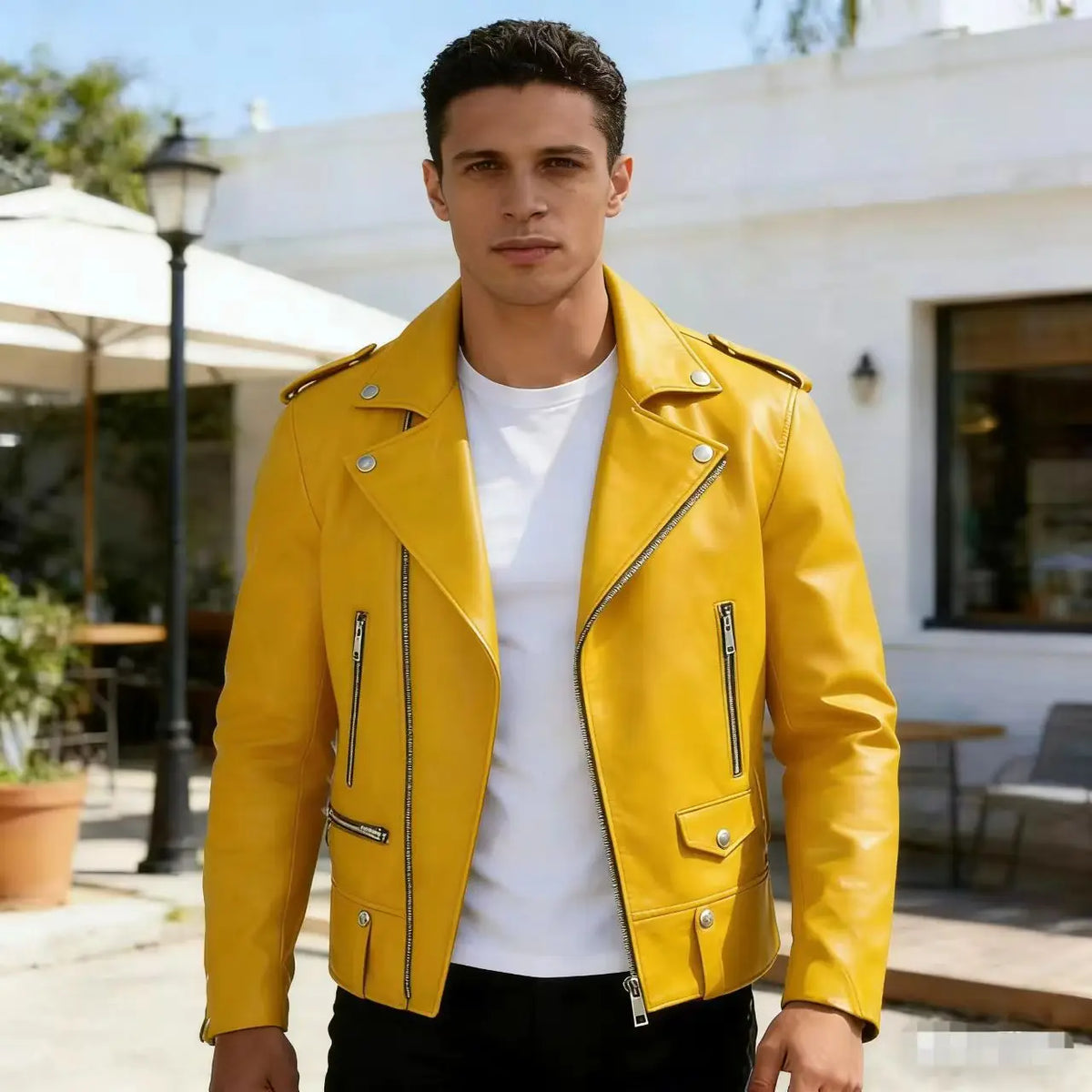 New Fashion Autumn Winter Men Solid Color Long Sleeve Zipper Slim Simple Trendy Faux Leather Coats Male Streetwear Top Clothes