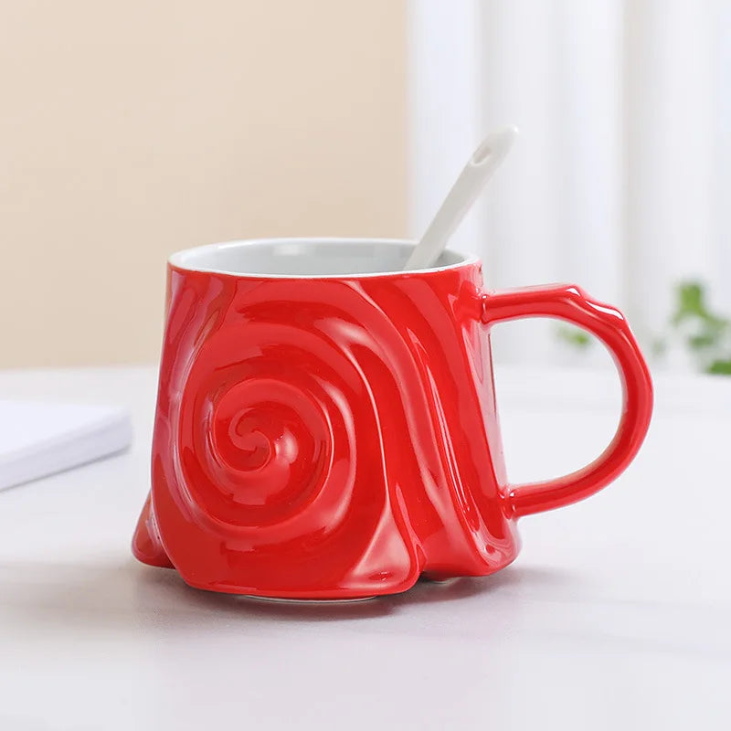 Ceramic mug with spoon milk cup household coffee cup water cup