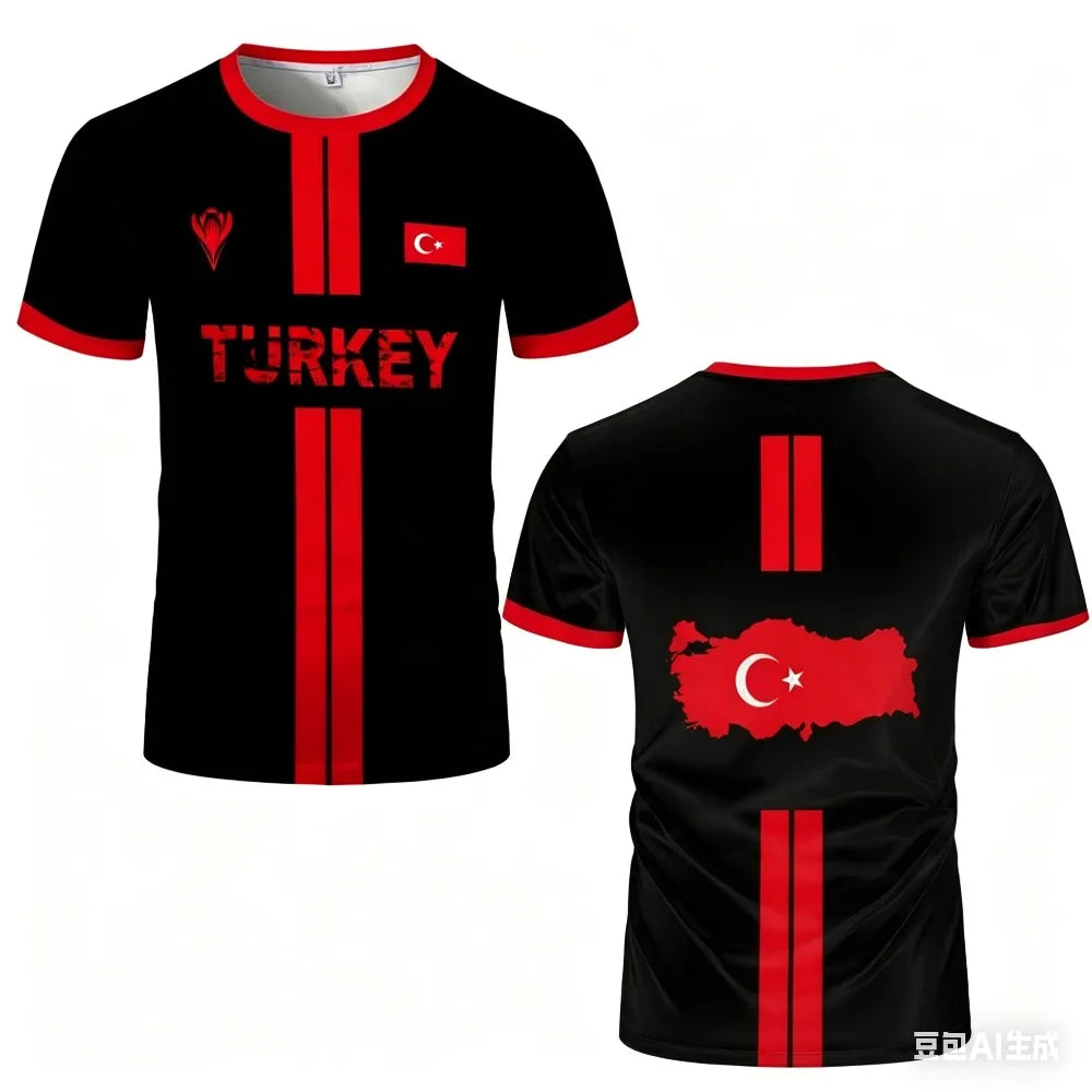 Türkiye 3D print sport Quickdry Breatha men women T-shirt outdoor football jersey fanTeam training apparel parent-child clothing