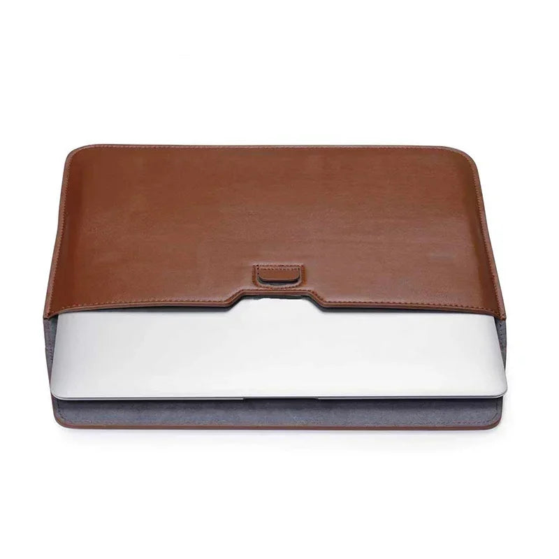 Textured PU Leather Flip Laptop Sleeve for 11–16-Inch Laptops