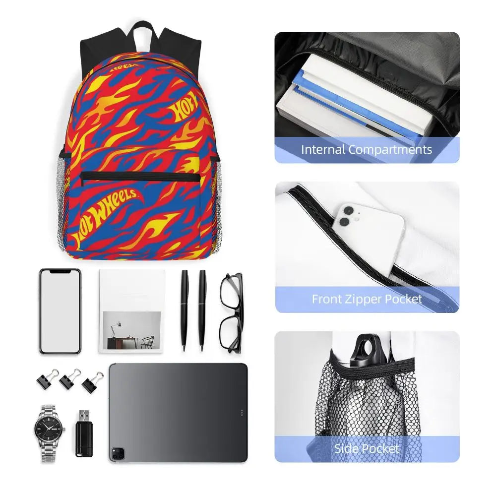 Hot Wheels Race Student Backpack School Bag Hiking Travel Daypack for Men Women Bookbag Shoulder Bags