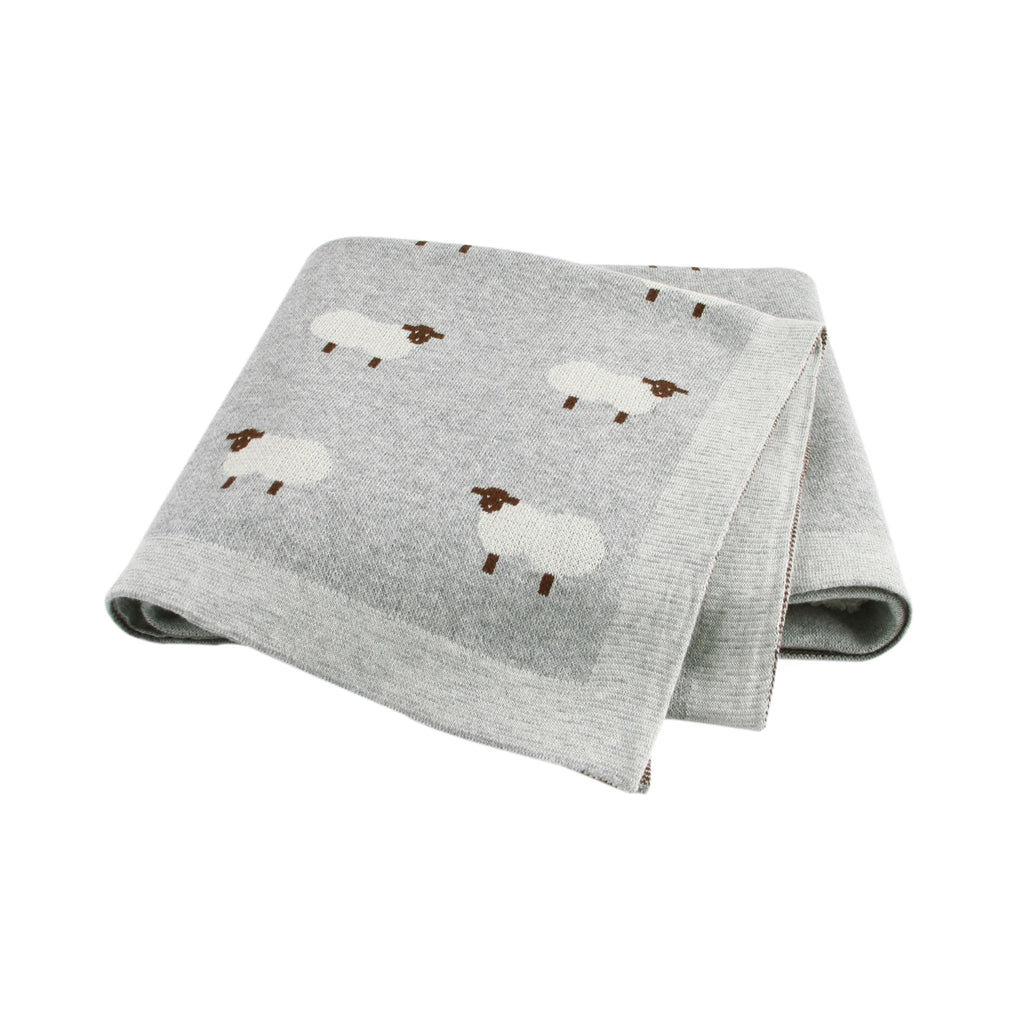 Baby Blanket 100%Cotton Knitted Infant Girl Boy Bedding Quilt 100*80CM Newborn Stroller Swaddling Fashion Cute Sheep Plaids Warm
