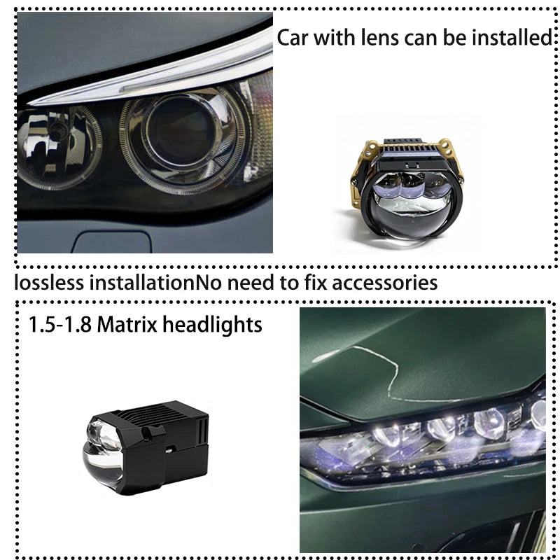 3.0-inch LED lens headlights H4 H7 9005 9006 100W 90000LM3 lens dual high and low beams, suitable for retrofitting headlights