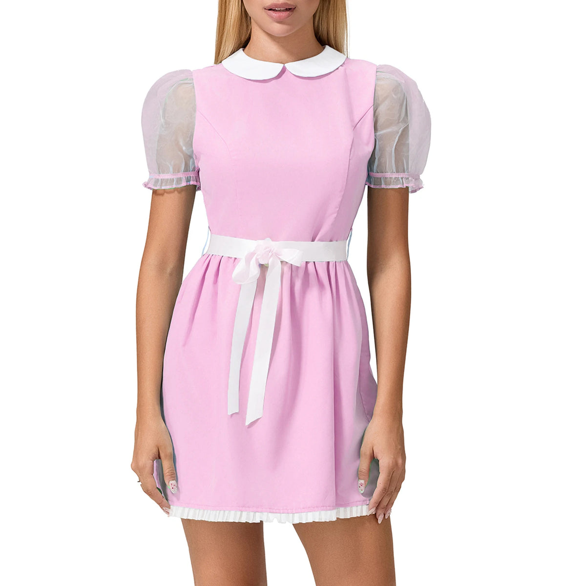 Halloween Creepy Grady Twins Costume for Women Blue Babydoll Dress Cosplay Costume Halloween Fancy Dress Y2k Streetwear