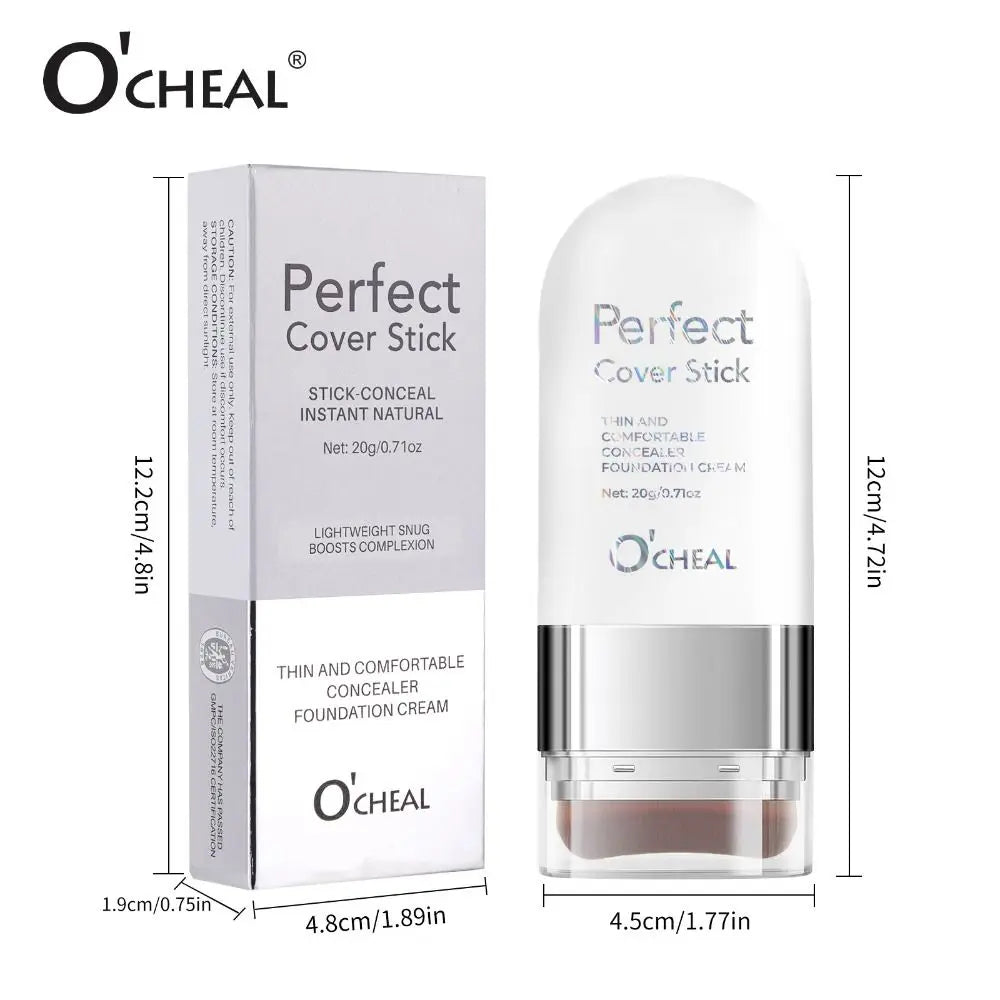 Thin and Comfortable Perfect Cover Stick Waterproof Instant Natural Concealer Foundation Stick with Brush Long-lasting