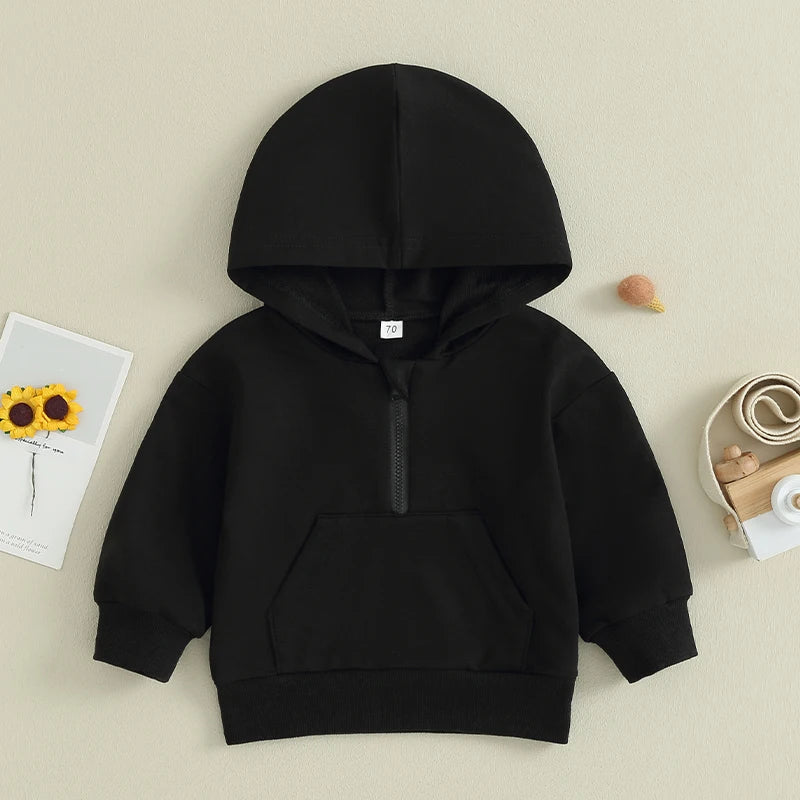 Toddler Hooded Sweatshirt – Solid Color Long-Sleeve Pullover