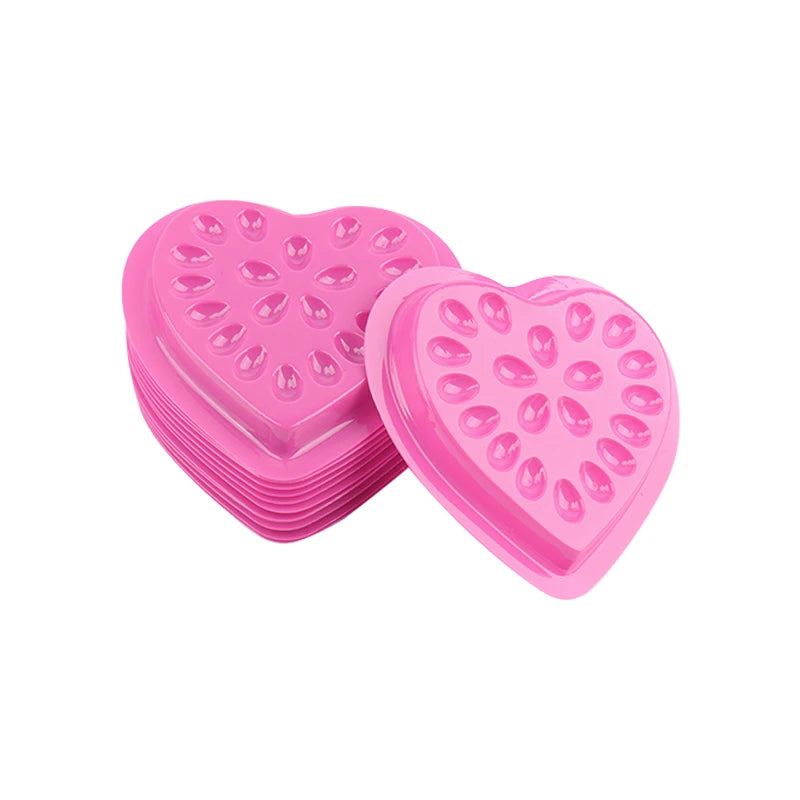 100 pcs Disposable Pvc Heart Shape Flower Holder Sticker Lash Glue Adhesive Pallet For Women Eyelash Extension Makeup Tools
