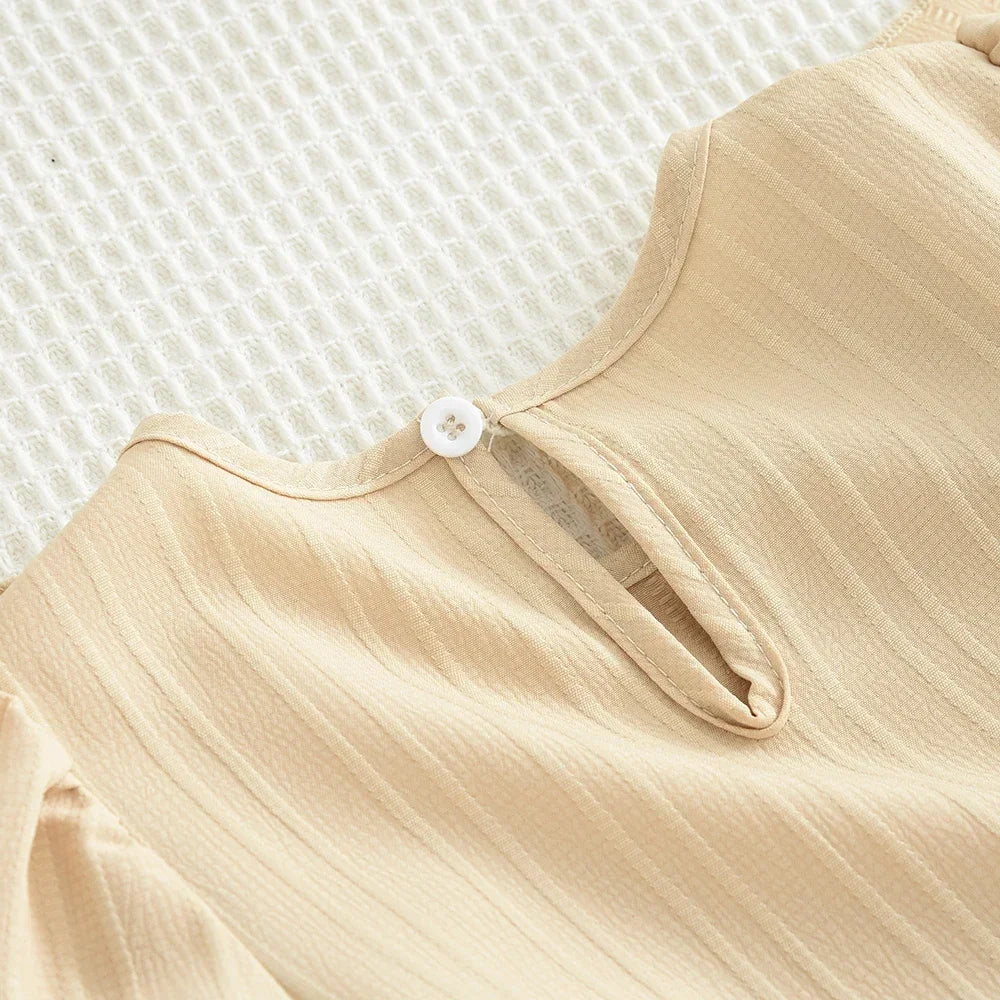 Plain Casual Girls Dress Autumn Long Sleeved Pleated Kids Dresses for Girls Pink Clothes Fashionable New Children's Clothing