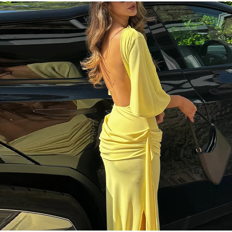 Sexy Deep V-neck Lace Spliced Sequins Long Dress Women Sleeveless Backless Hip Package Slim Dresses 2026 Spring Lady Party Gowns