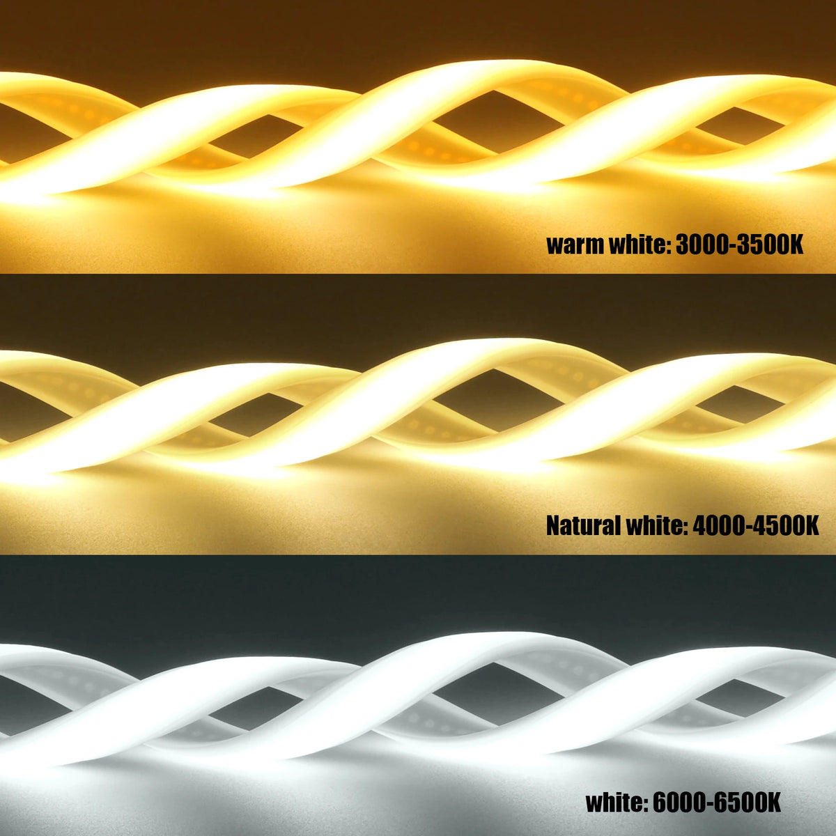 DC12V 24V COB Strip With 2PIN /DC Cable IP67 Waterproof Outdoor Home Decor Flexible Ribbon Rope LED Neon Light 3000K 4000K 6000K