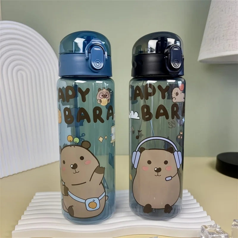 780ml Capybara transparent Cup Cute Cartoon Water Bottle with Carry Strap Leakproof Portable Outdoor Drinking Cup Sports Bottle