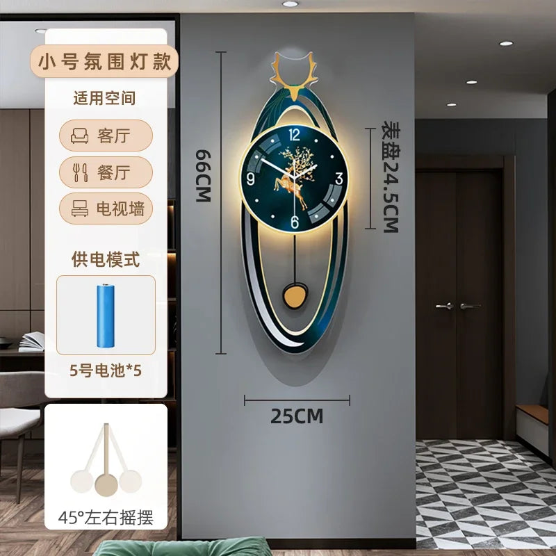 European Illuminated Clock Unique Nordic Pendulum Silent Luxury Wall Clock Aesthetic Modern Design Reloj De Pared Wall Decor