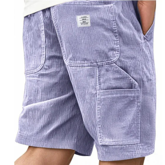 2026 European & American New Style Men's Corduroy Shorts, Multi-pocket Embroidered Logo Retro Cargo Casual Shorts