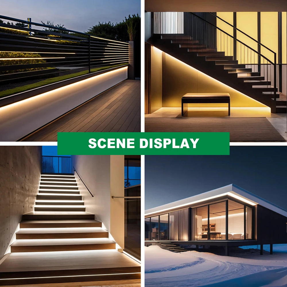 24V COB LED Solar Strip Outdoor Waterproof Neon Light 320LEDs/m Flexible Rope Light Warm Natural White Courtyard Home Lighting