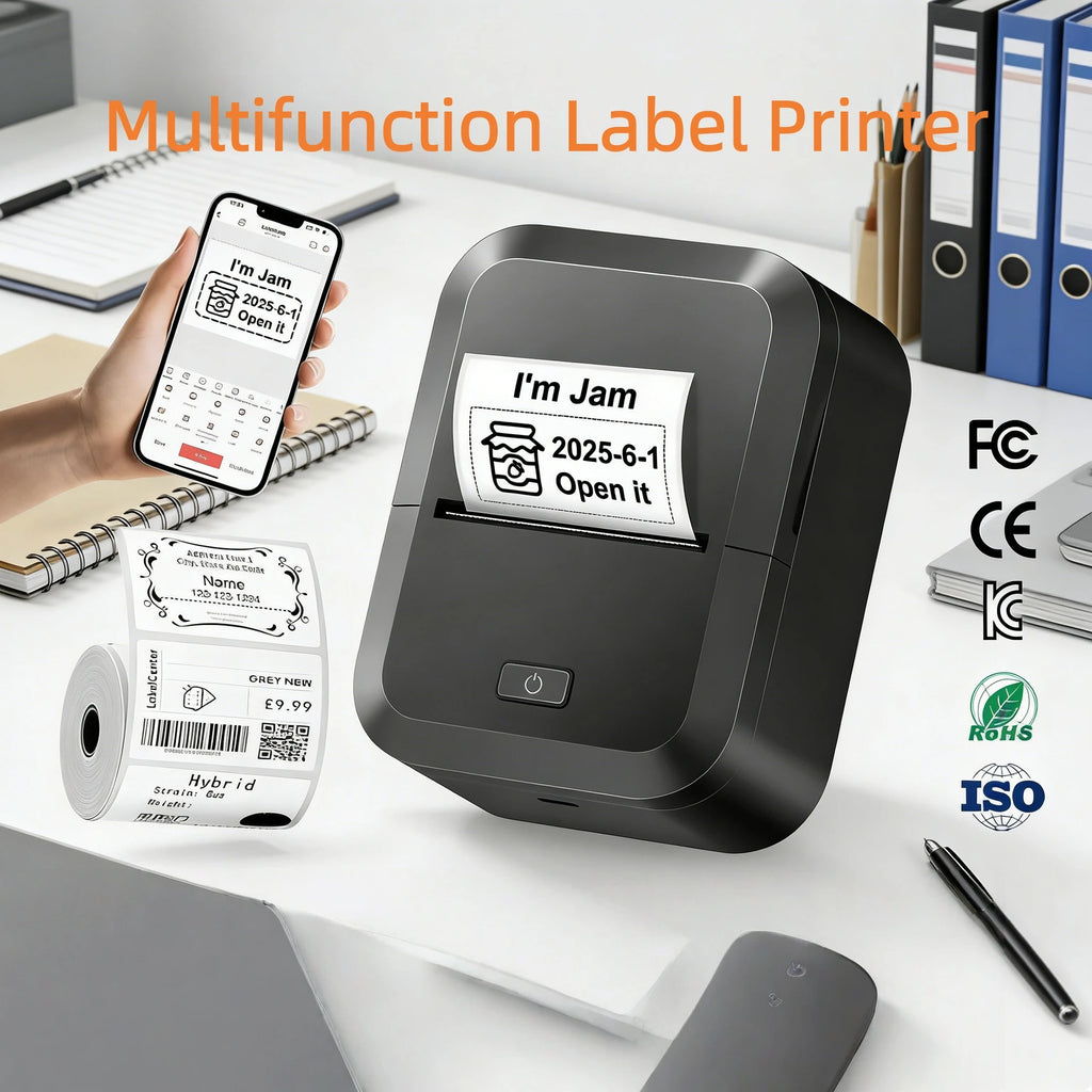 Wireless Bluetooth Label Printer, Portable Thermal Printer, Inkless Labeling Machine, Mini Label Maker Support Smartphones PC