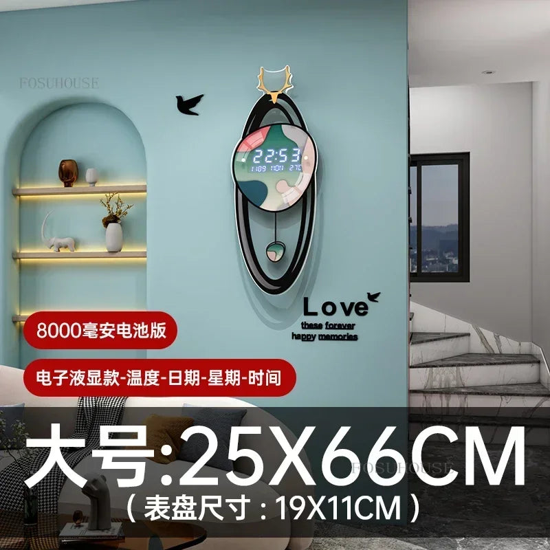Light Luxury Wall Clocks Creative Home Decor Nordic Simple Living Room Home Wall Clock Luxury Designer Smart Models with Lights