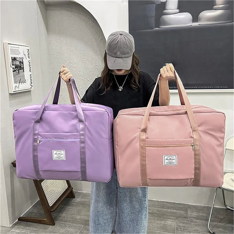 Large Capacity Foldable Travel Bag Waterproof Duffel Bag Lightweight Luggage Tote Handbag Gym Yoga Storage Shoulder Bag For Wome