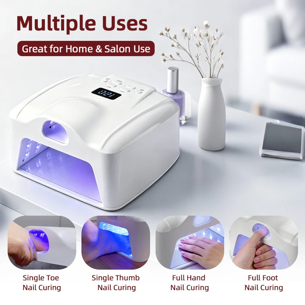 UV LED Gel Nail Curing Lamp with Auto Sensor – EU, UK & AU Plug Options