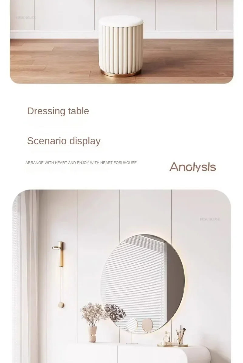 Off-white Hanging Dressing Table Minimalist Wall Mounted Vanity Unit with Mirror Bedroom Furniture Modern Design