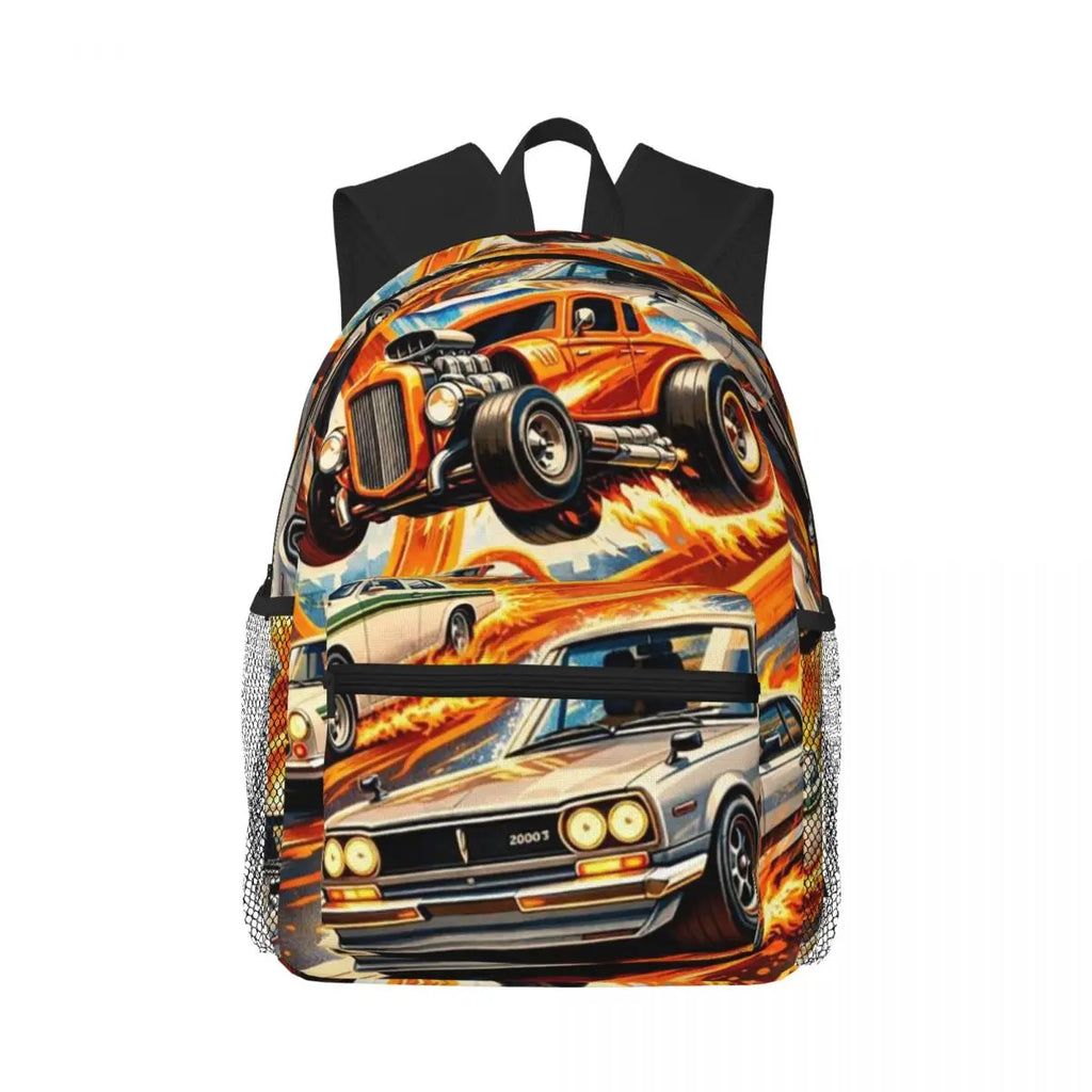 Hot Wheels Race Student Backpack School Bag Hiking Travel Daypack for Men Women Bookbag Shoulder Bags