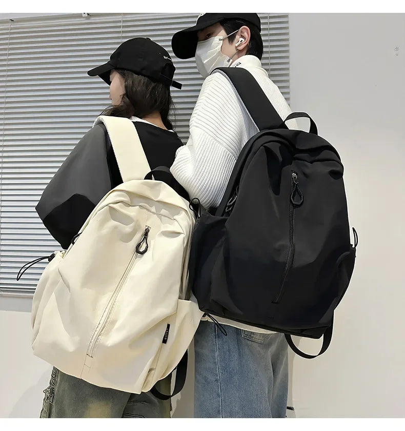 15.6 Inch Nylon Waterproof College Backpack Large Capacity Travel Unisex Laptop Backpacks Simple Design School Bag for Teenagers