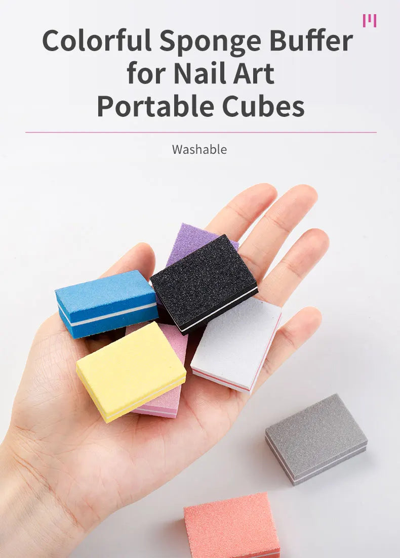 50Pcs/pack Mini Sponge Nail Buffer Block Double Sided Texture Nail File Buffers For Nail Pre-processing Polish Nails Accessories