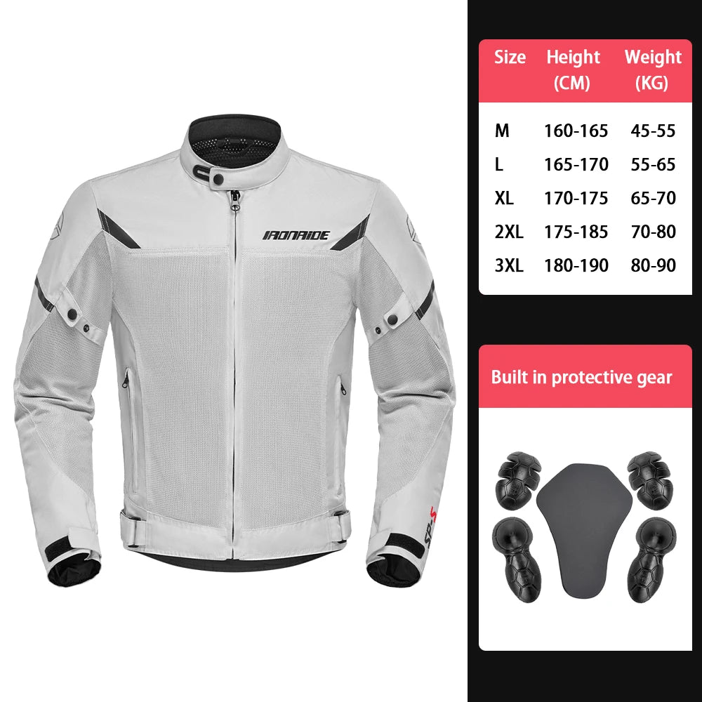 Summer Motorcycle Jacket Man Mesh Breathable Motorbike Riding Moto Jacket Waterproof Outdoor Motocross Riding Protective Gears