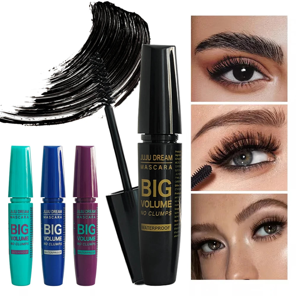Black Mascara Thickening - Long-Lasting, Volumizing , Fiber Formula with 360° Spiral Brush Waterproof Liquid Fiber Mascara