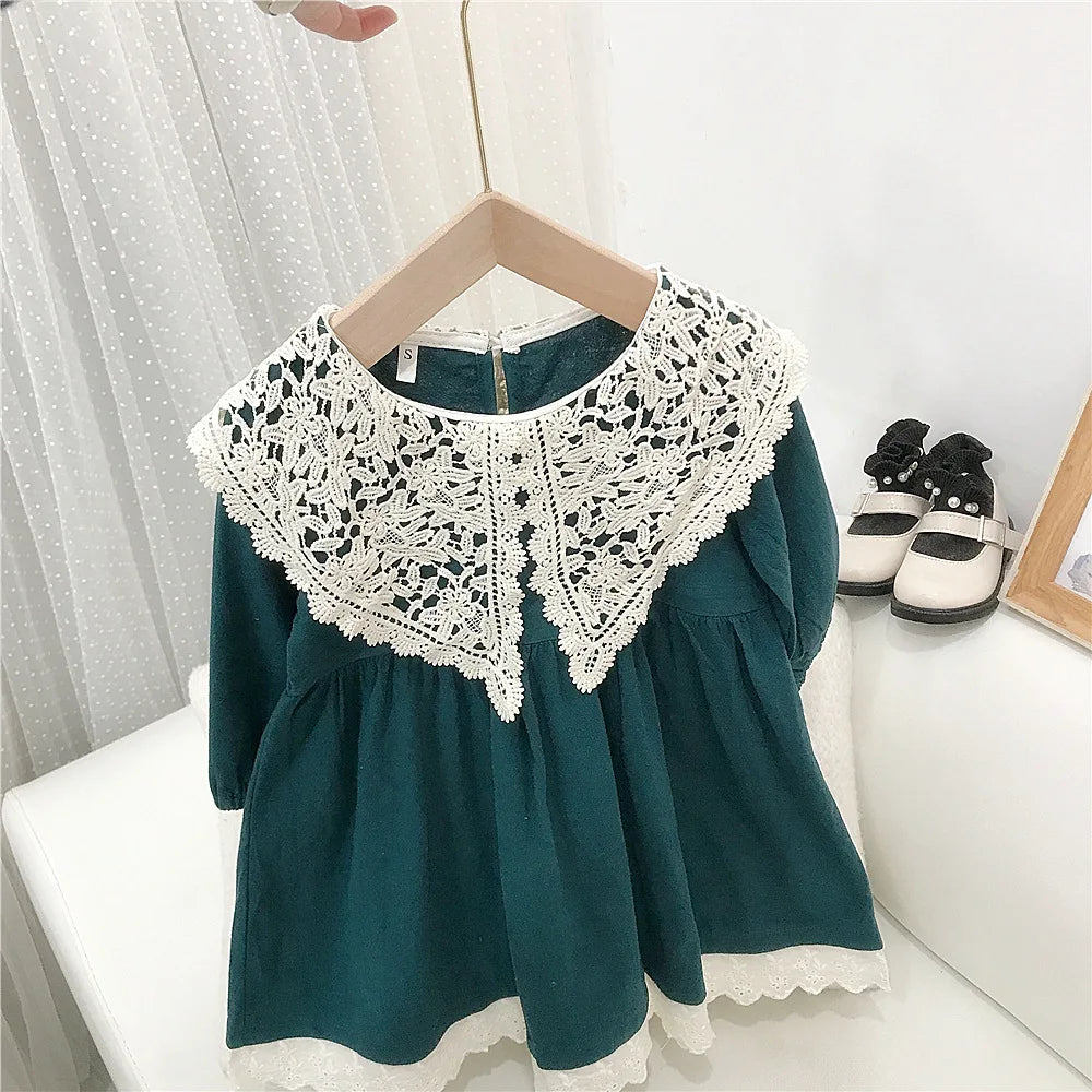Spring Autumn Princess Dress For Girls Lace Floral Girls' Dresses Casual Long Sleeve Baby Girl Dress Clothing Children Costume