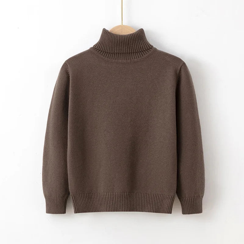 New Autumn Winter Children's Cotton Sweater Full Sleeve Turtleneck Knitwear Baby Boys Girls Clothing Warm Soft Jumper Pullovers