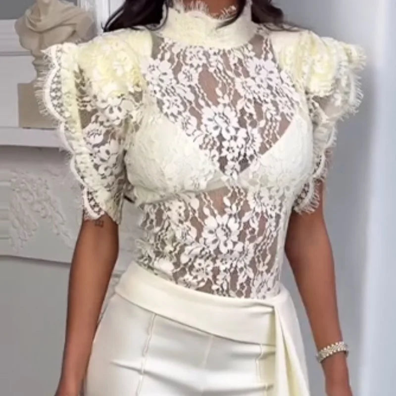 White Lace Cheongsam Style Top Sleeveless Frog Button Sheer Blouse 2026 Summer Fashion Elegant Casual Chic Streetwear Women Item