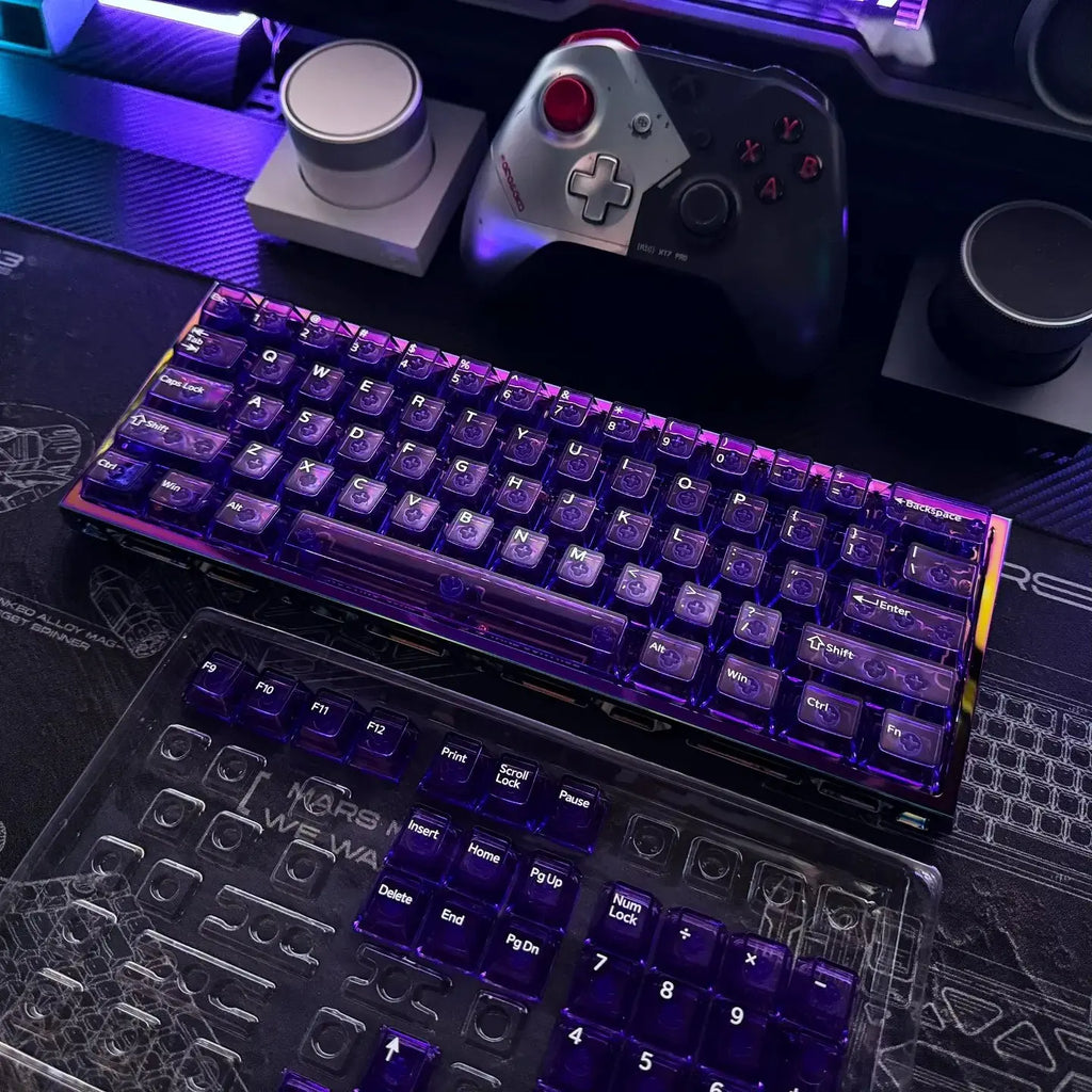 New Purple Transparent Clear Keycaps Crystal Ceramic Pc Keycap Rgb Shine Through Key Cap Mda Profile For Mx Switch Keyboard Gift