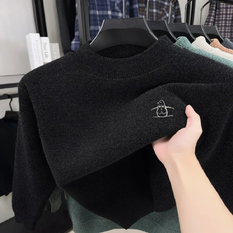 High Quality Hot Selling Autumn Winter Comfortable New Knitted Sweater Men's Personalized Brand Penguin Embroidery Warm Pullover