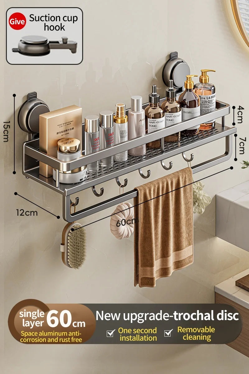 Toilet storage rack, bathroom washbasin, toilet, shower room, kitchen, wall mounted non perforated towel rack