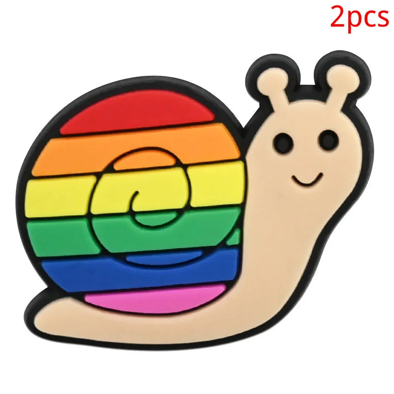 New rainbow shoe charm hole shoe accessories DIY shoe accessories PVC soft rubber shoe buckle jewelry spot wholesale