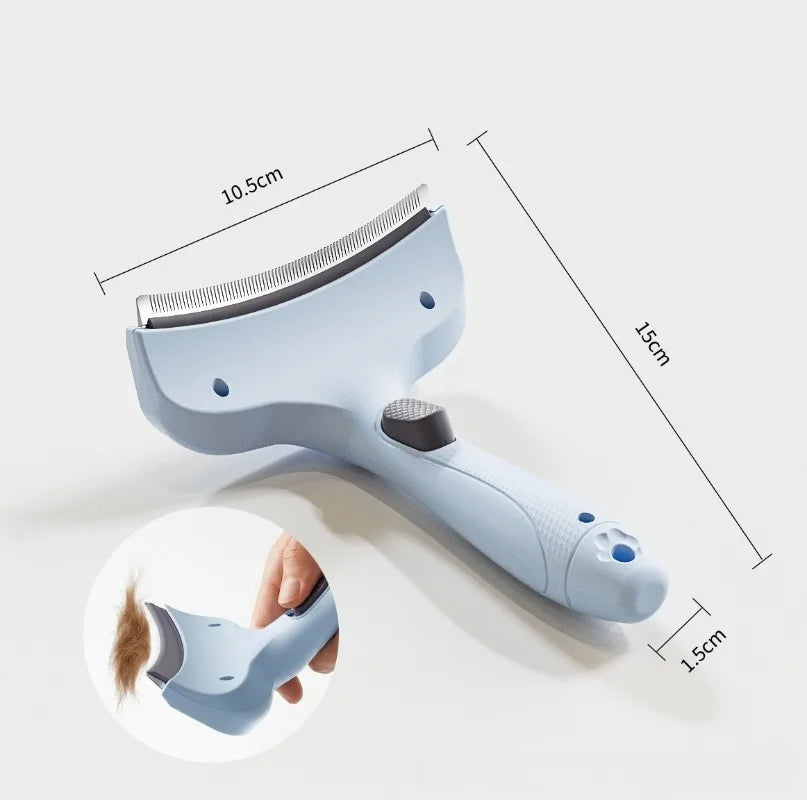 One-Click Self-Cleaning Pet Deshedding Brush Curved Blade Undercoat Rake Hair Remover Grooming Tool for Dog Cat
