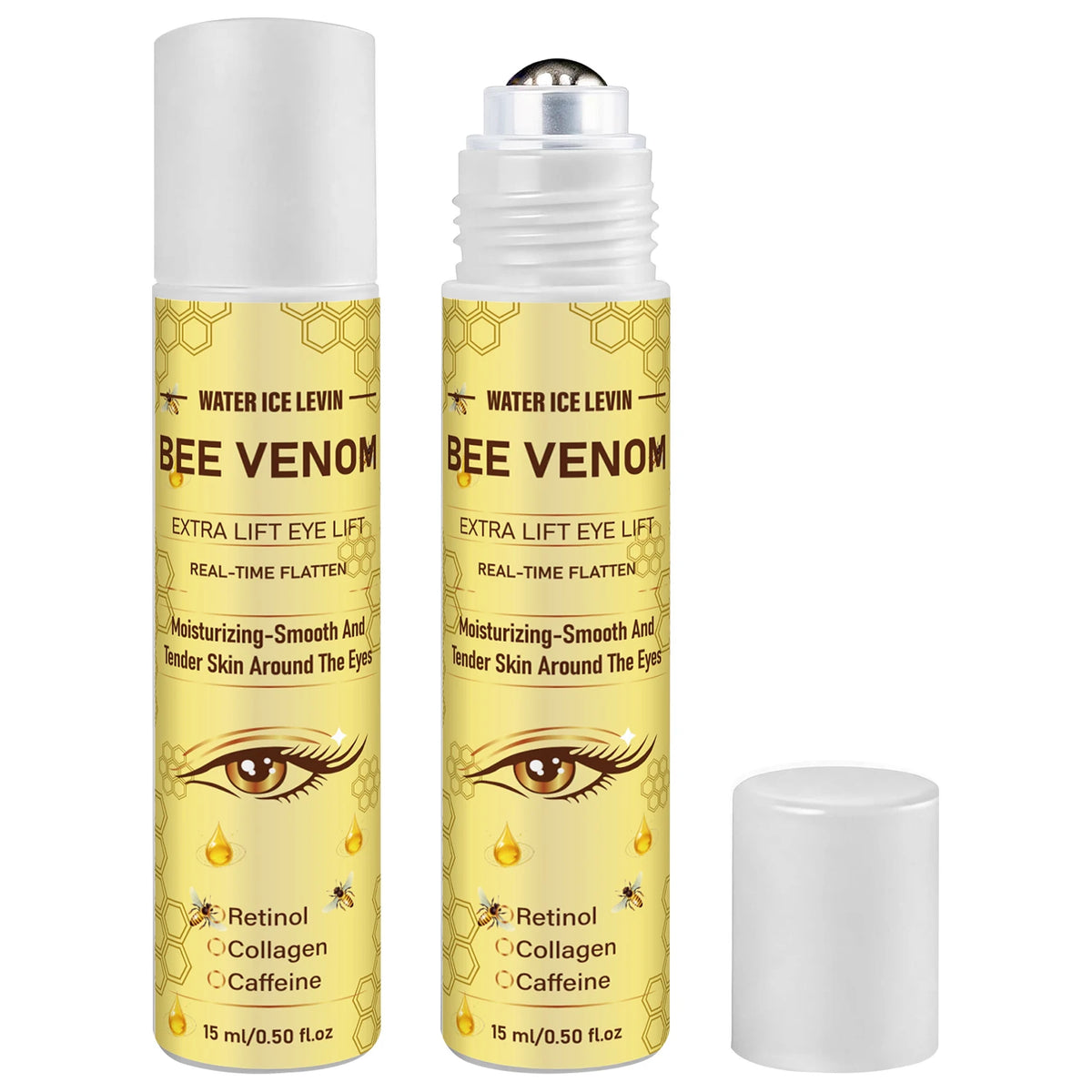 Bee Venom Roll‑on Eye Cream Retinol Collagen Caffeine Real‑Time Flatten Tightening Brightening Moisturizing Eye Treatment 15m