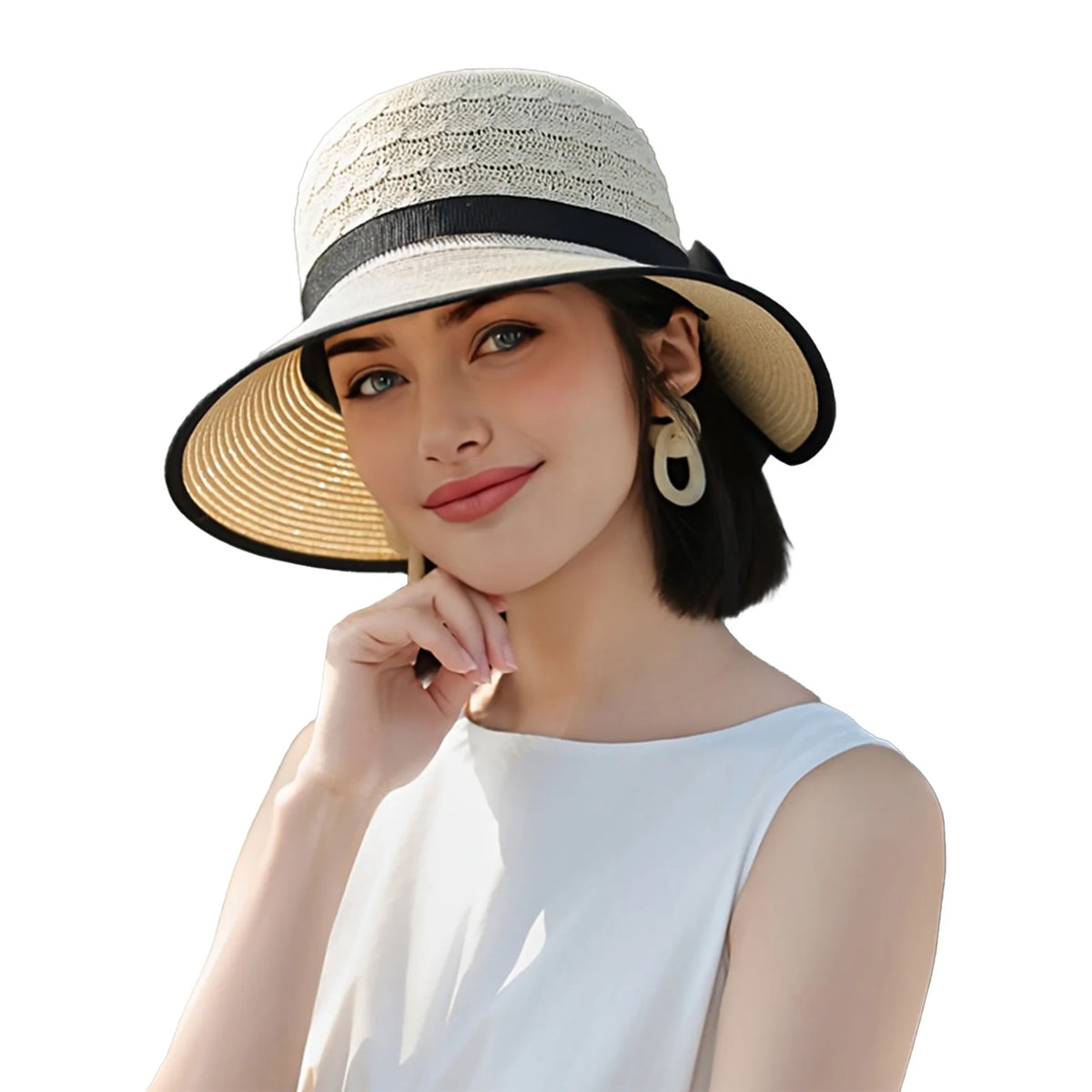 Wide Brim Straw Sun Hat Summer Beach Straw Sun Hat Beach Vacation Sun Protection Sun Hats for Summer Spring Fall Beach Gift