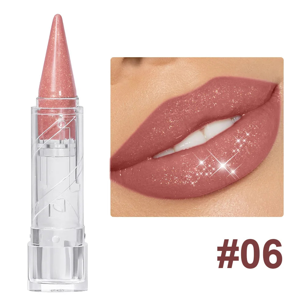 6Color Pearlescent Velvet Lipstick Pen Multipurpose Long-Lasting Moisturize Waterproof Brighten Glitter Lip Makeup Cosmetic Tool