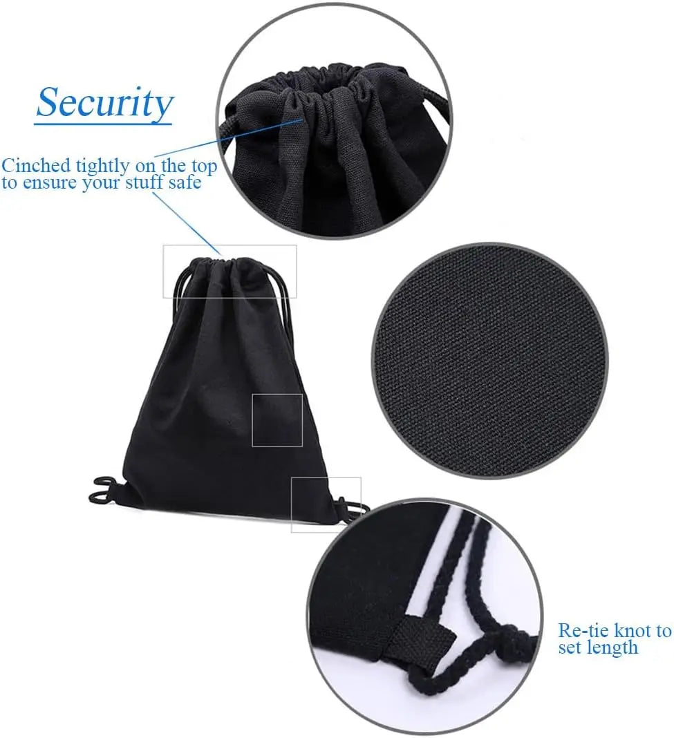Cotton Canvas Drawstring Backpack Bag Gym Sackpack Sports String Sackpack Storage Gift Bag 2 Pack Black 34.5x40cm Casual