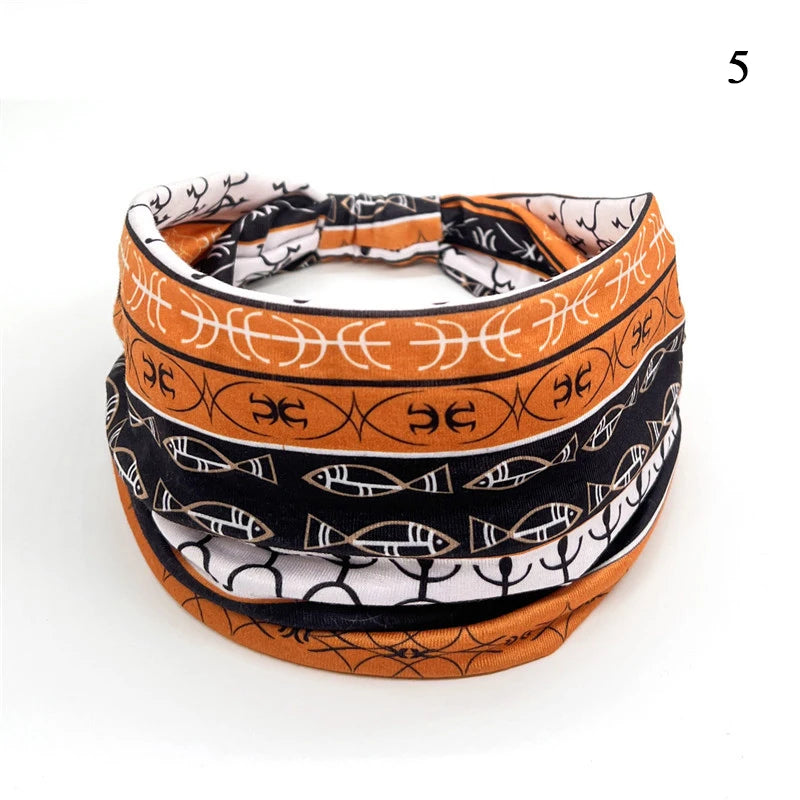 Bohemian Knot Turbans Yoga Elastic Head Wrap Women Fashion Vintage Elastic Hair Band Lady Wide Headbands Female Hair Accessories