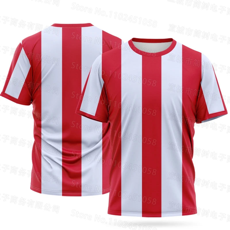 Summer Men Competition Team T-Shirts Fashion Striped Sports Shirt  Children Top Adult Women Tees Fitness Running Clothes