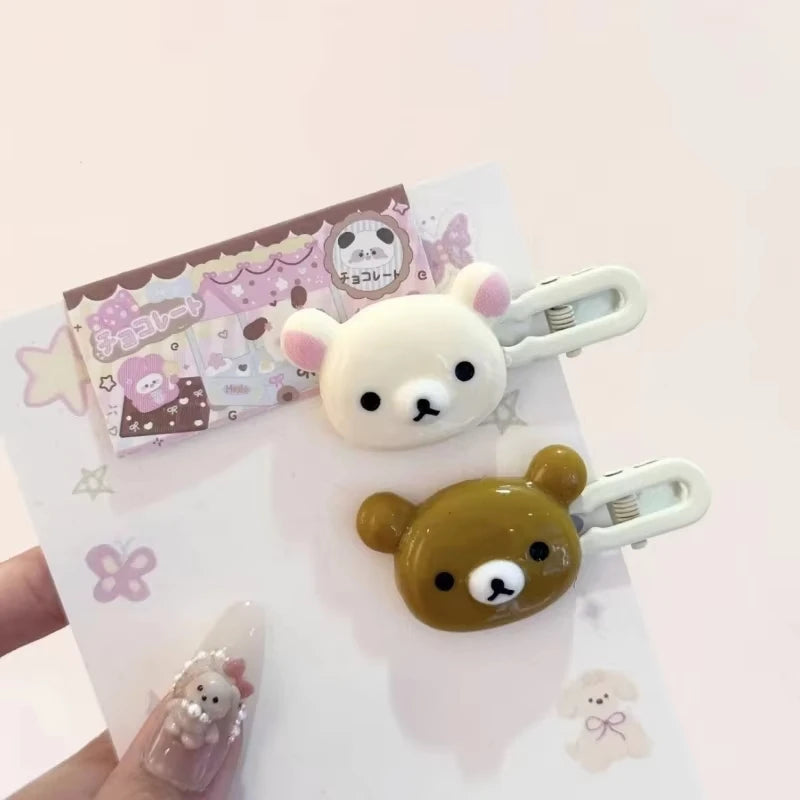 2Pcs/Set Cute Bear Hairpins Set Women Forehead Head Side Bangs Hairpin Children Headdress Girls Hair Accessories