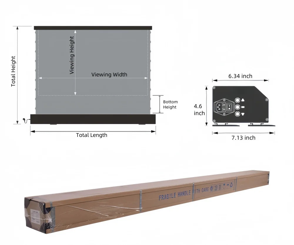 Motorized Floor Rising ALR Acoustic Transparent Projector Screen, 8K High Contrast Perforated Short Throw Home Theater Screen