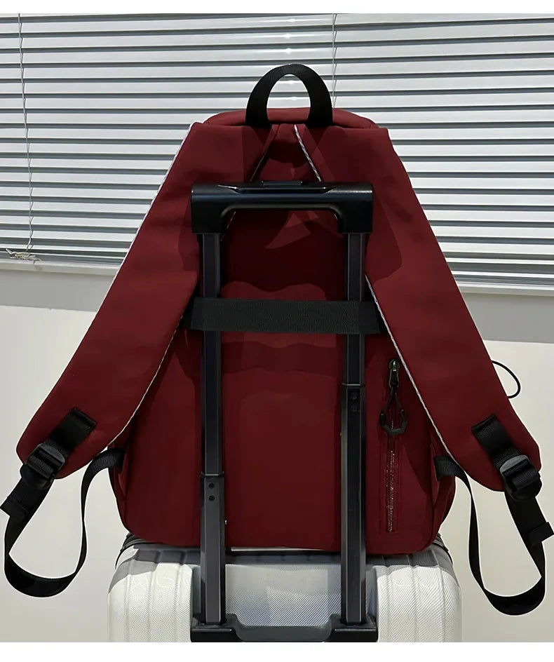 15.6 Inch Nylon Waterproof College Backpack Large Capacity Travel Unisex Laptop Backpacks Simple Design School Bag for Teenagers