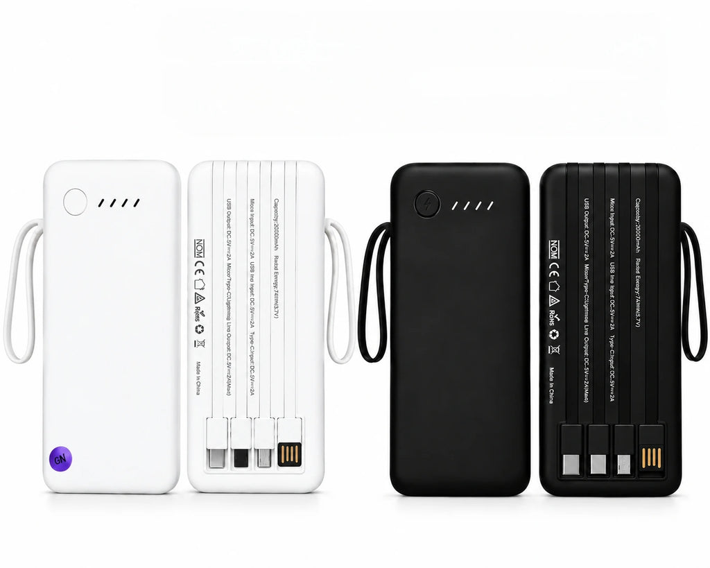 Power Bank 12000mAh E 26000mAh Carregador Rápido Portátil Com 4 Cabos USB Para Smartphone E Viagem