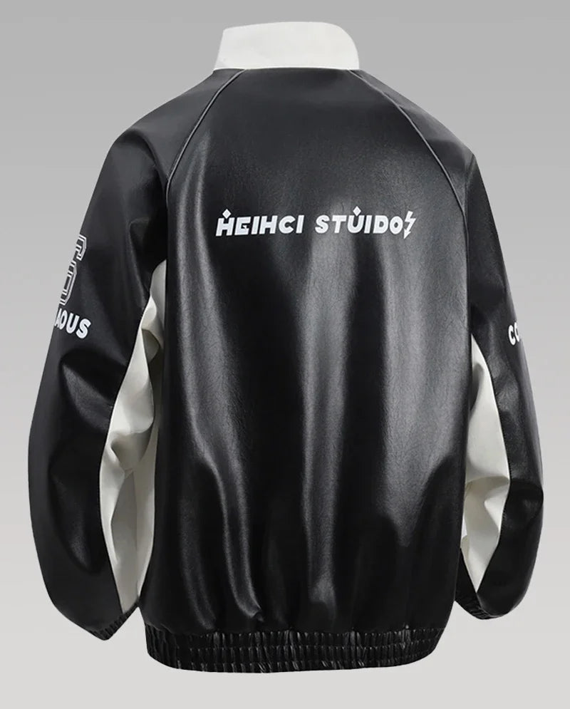 Streetwear Motorcycle Leather Jacket Men Autumn Winter Biker Racing Jacket F1 Jacket Men's PU Leather Shell Jacket Track Coats