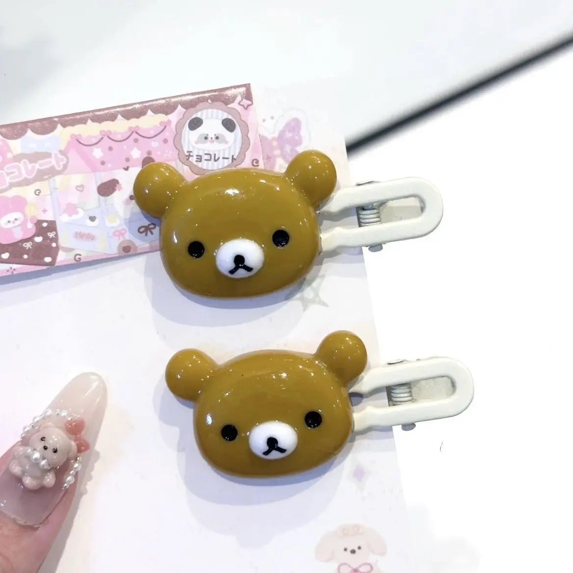 2Pcs/Set Cute Bear Hairpins Set Women Forehead Head Side Bangs Hairpin Children Headdress Girls Hair Accessories