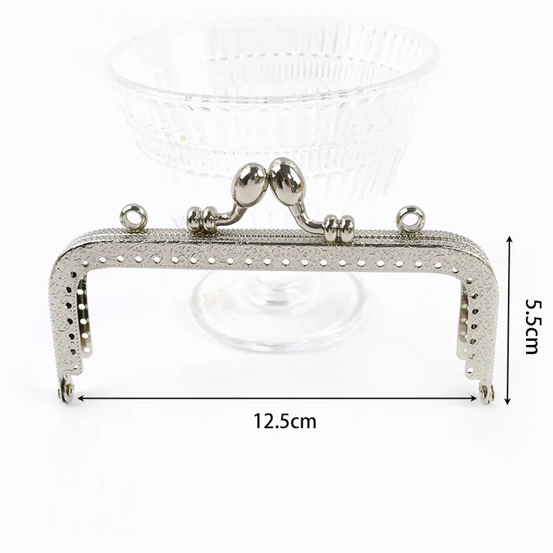 1/2/5Pcs Silver Embossed Metal Purse Frame Kiss Clasp  8.5-20cm Bag Handle for Handbag Wallet WovenBag DIY Handmade Accessories